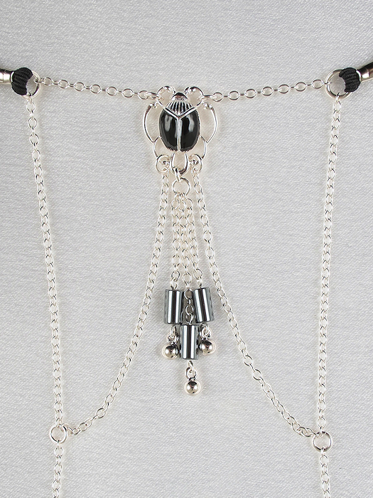Scarab G String with Hematite Pendants in Silver #5